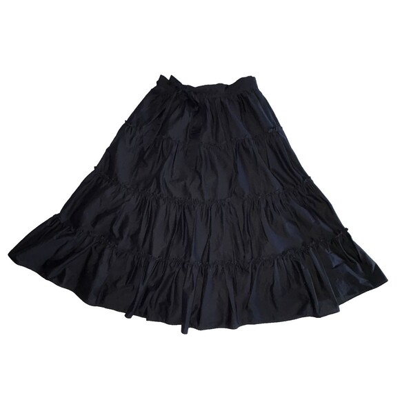 Jason Wu Black Tiered Maxi Skirt With Slit & Pockets Size Medium Tie Belt - Picture 1 of 11